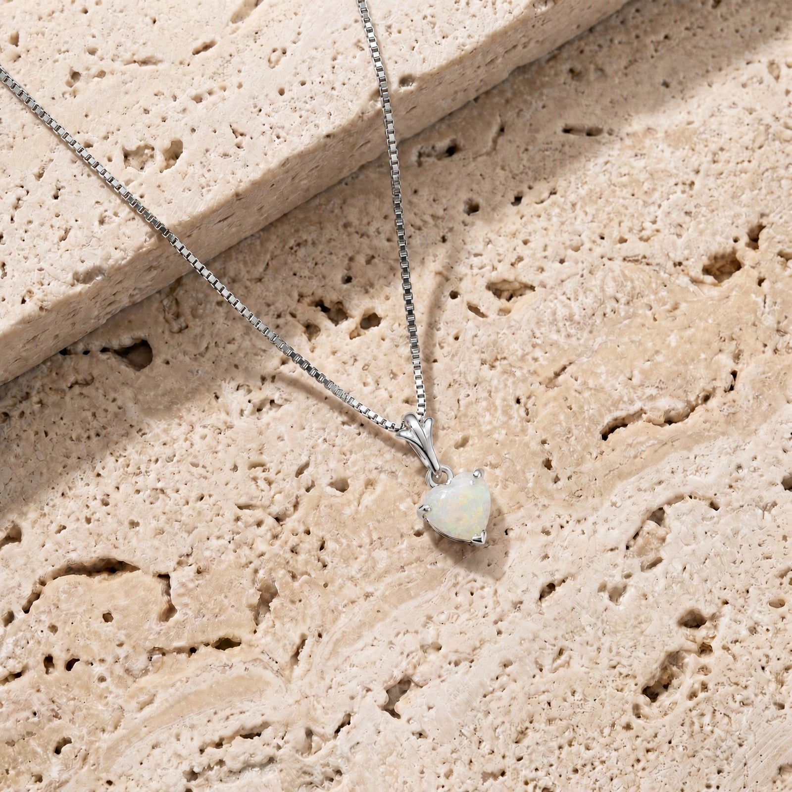 White Gold Classic Necklace Opal 10K — Alida
