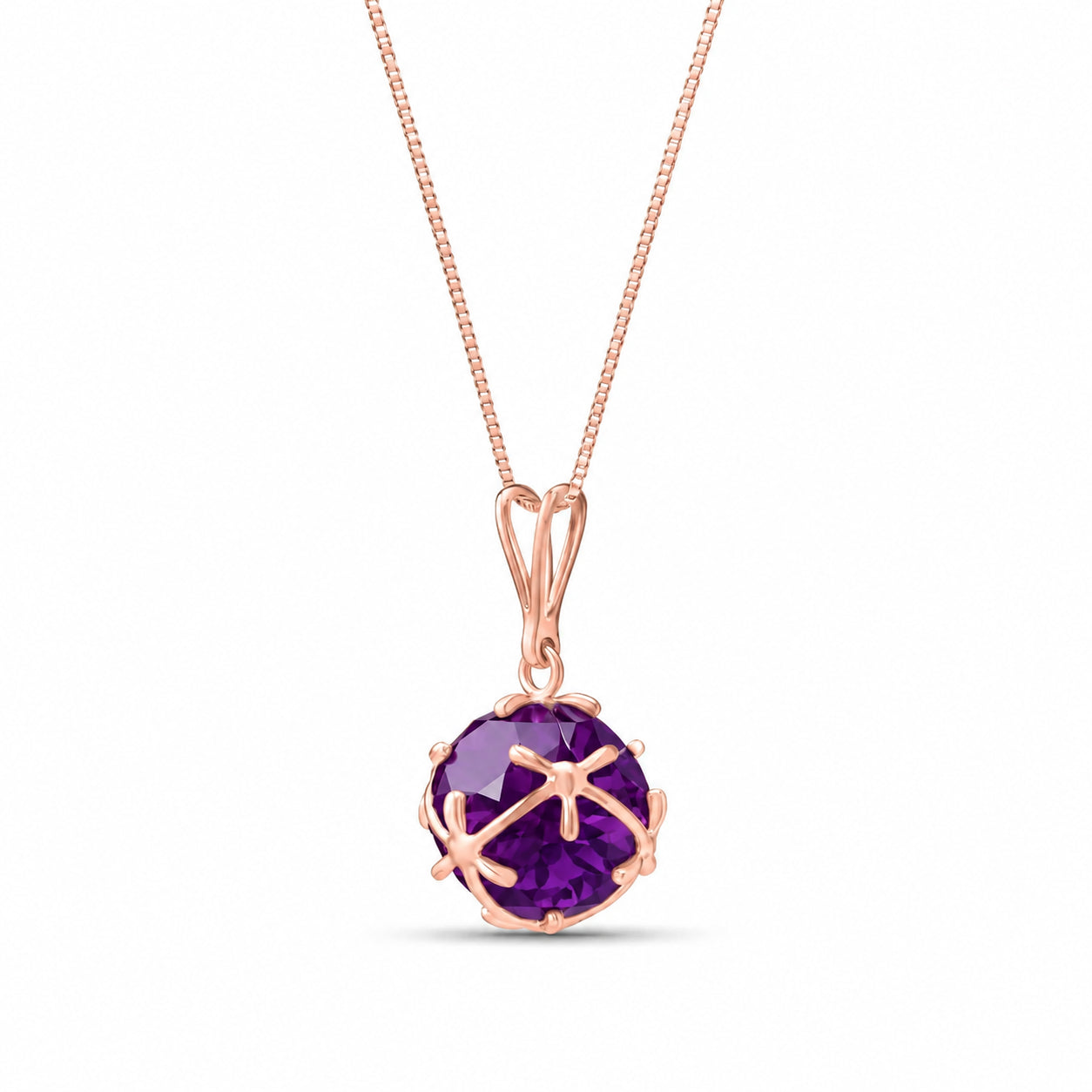Rose Gold Rose Pendant Necklace Amethyst 10K — Flora