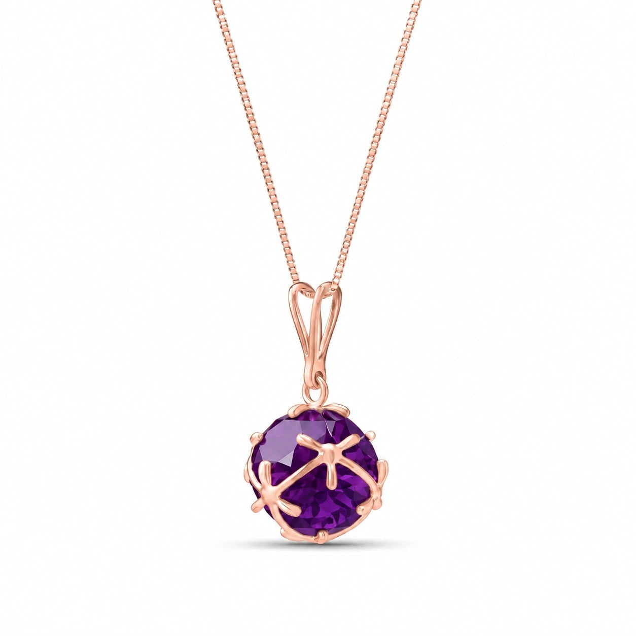 Rose Gold Rose Pendant Necklace Amethyst 10K — Flora