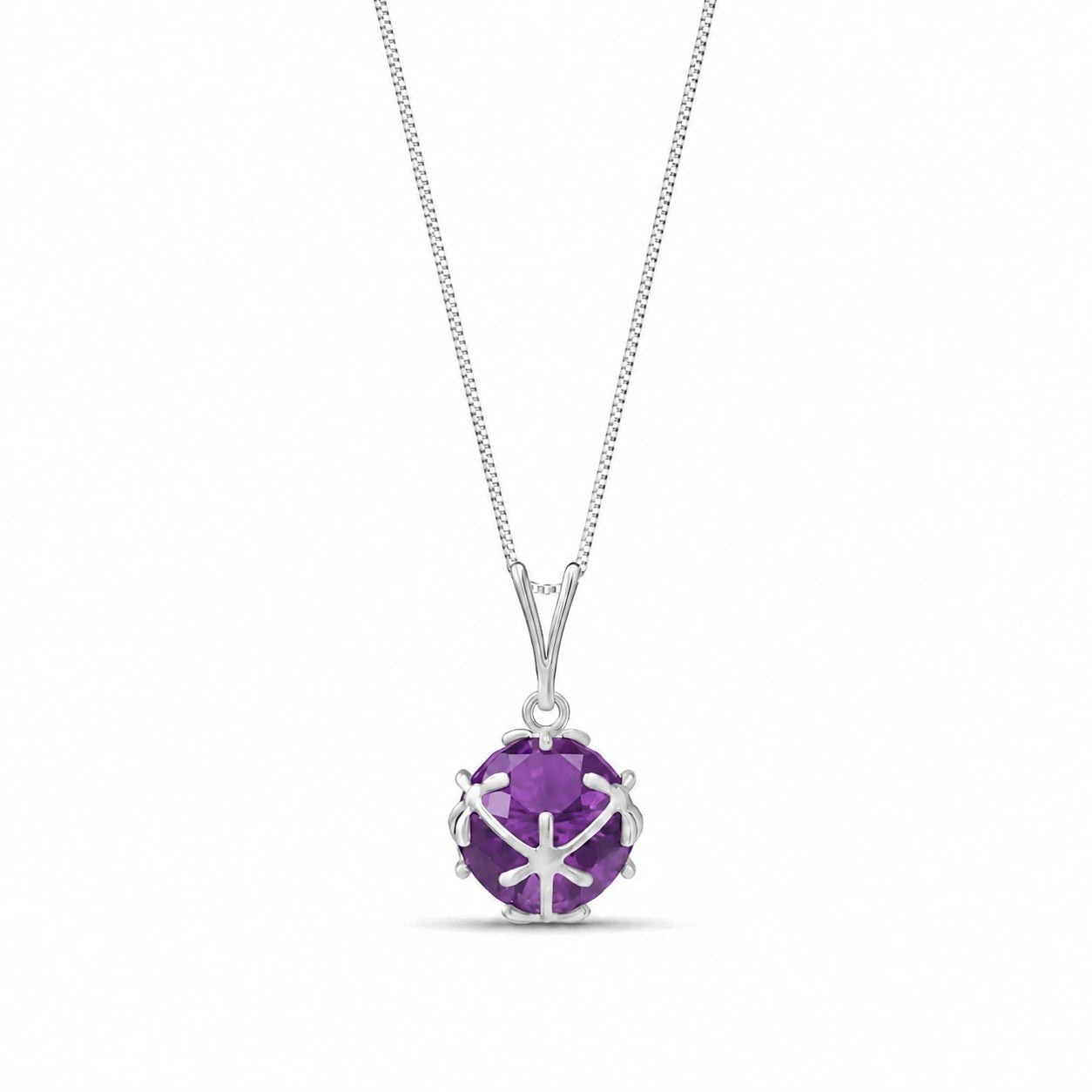 White Gold Rose Pendant Necklace Amethyst 10K — Flora