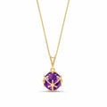 Yellow Gold Rose Pendant Necklace Amethyst 10K — Flora