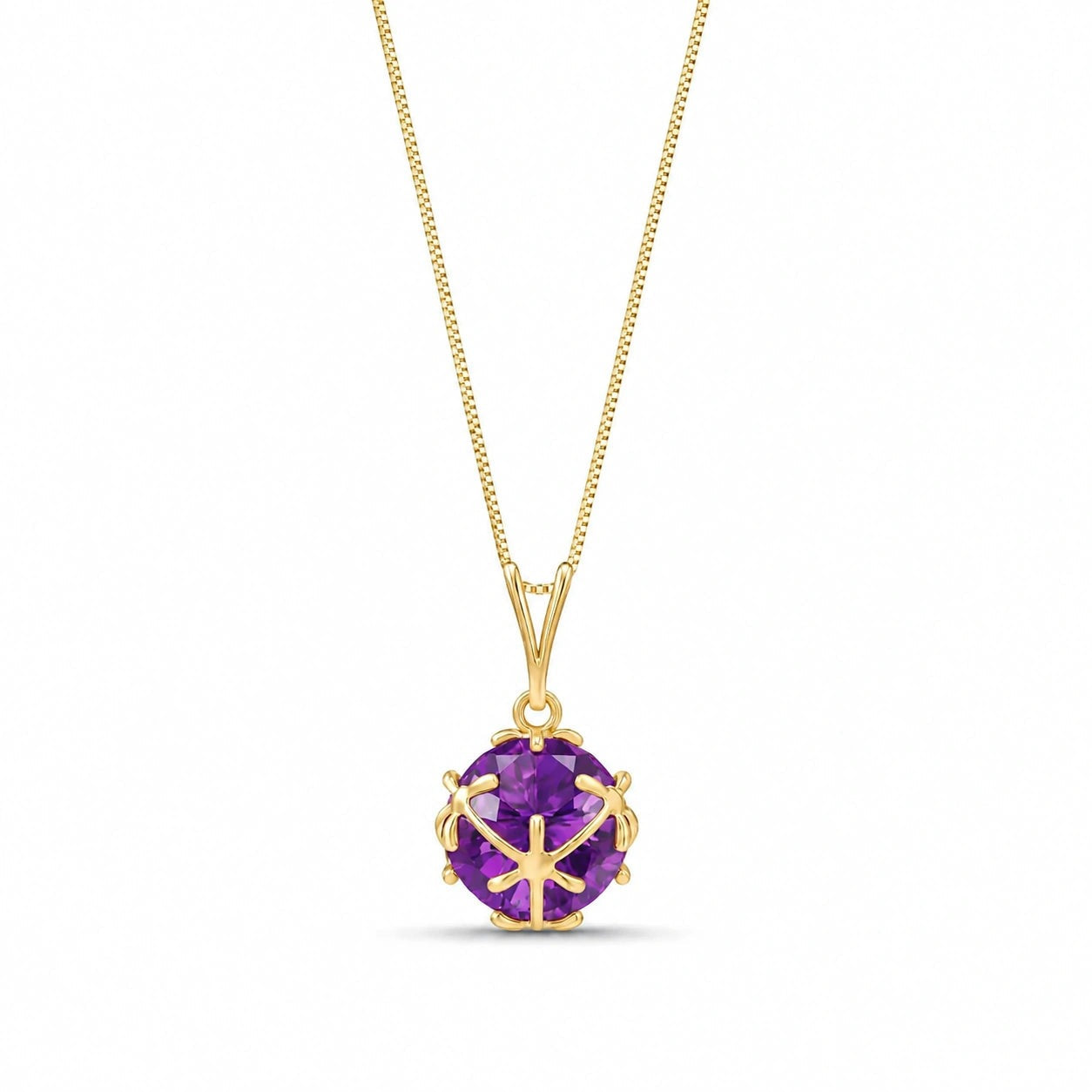 Yellow Gold Rose Pendant Necklace Amethyst 10K — Flora