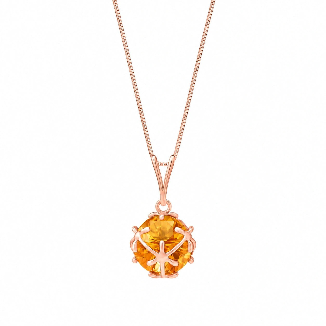 Rose Gold Rose Pendant Necklace Citrine 10K — Flora