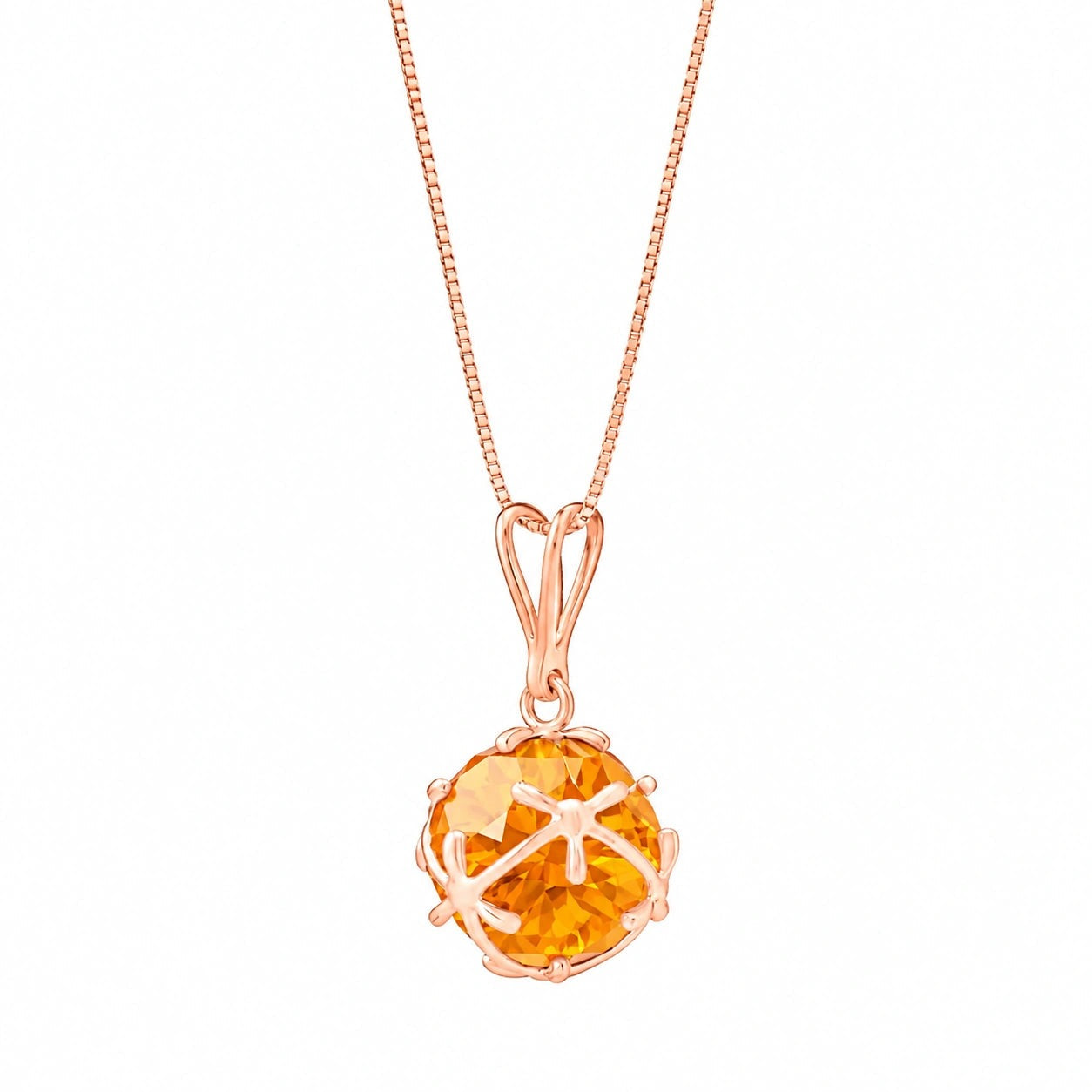 Rose Gold Rose Pendant Necklace Citrine 10K — Flora