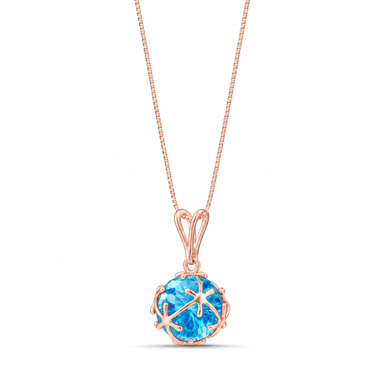 Rose Gold Rose Pendant Necklace Citrine 10K — Flora