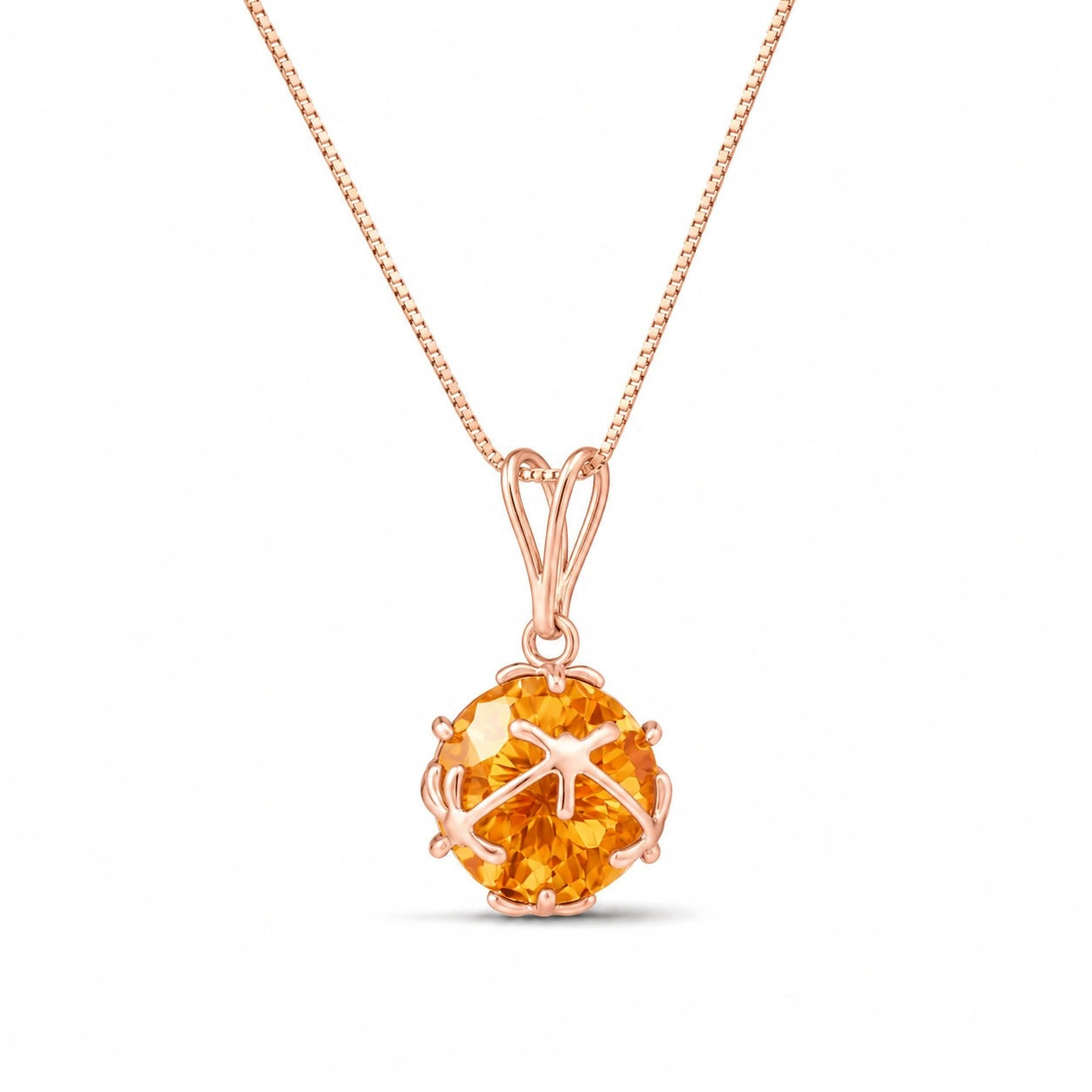 Rose Gold Rose Pendant Necklace Citrine 10K — Flora