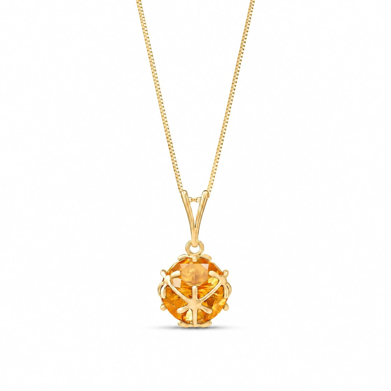 Yellow Gold Rose Pendant Necklace Citrine 10K — Flora