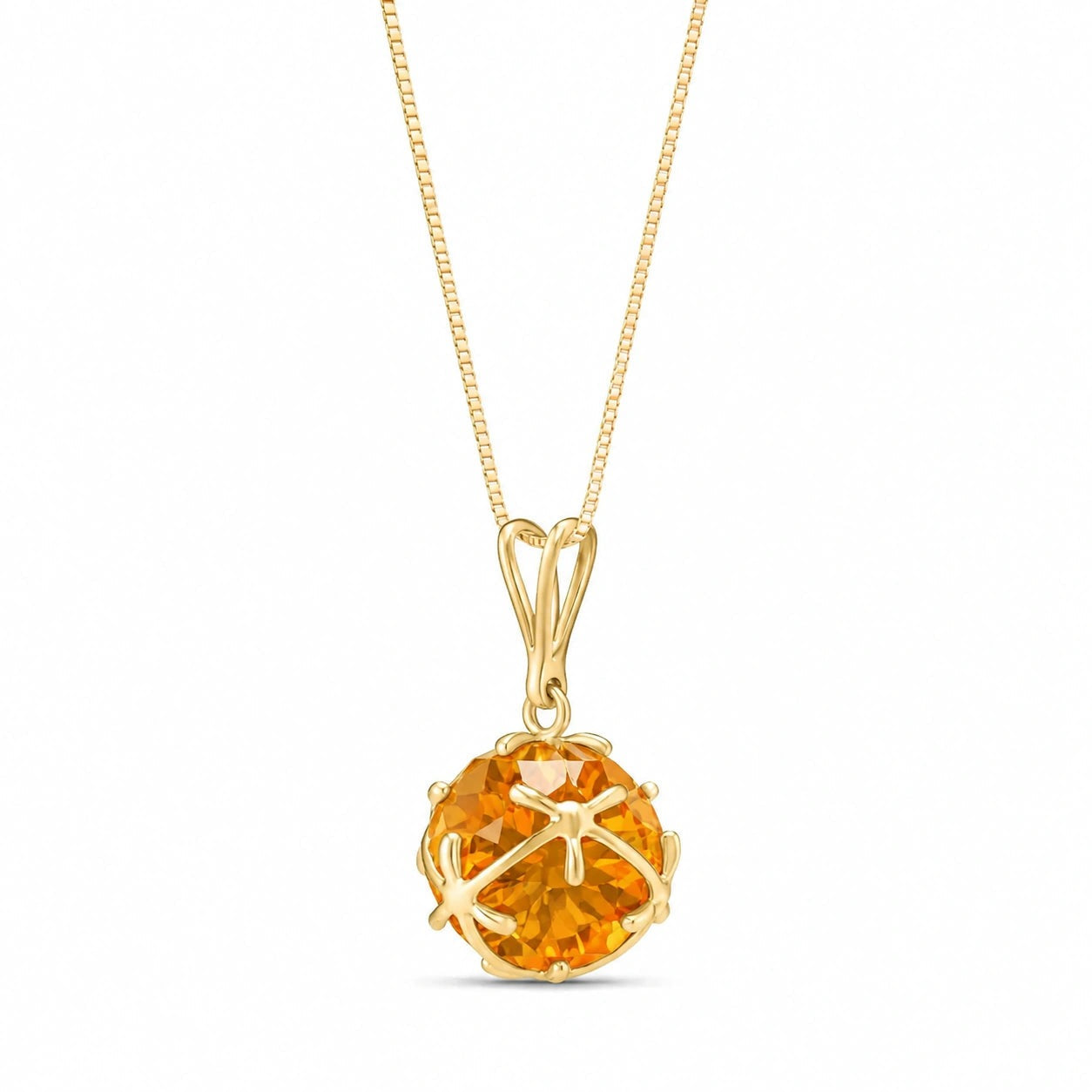Yellow Gold Rose Pendant Necklace Citrine 10K — Flora