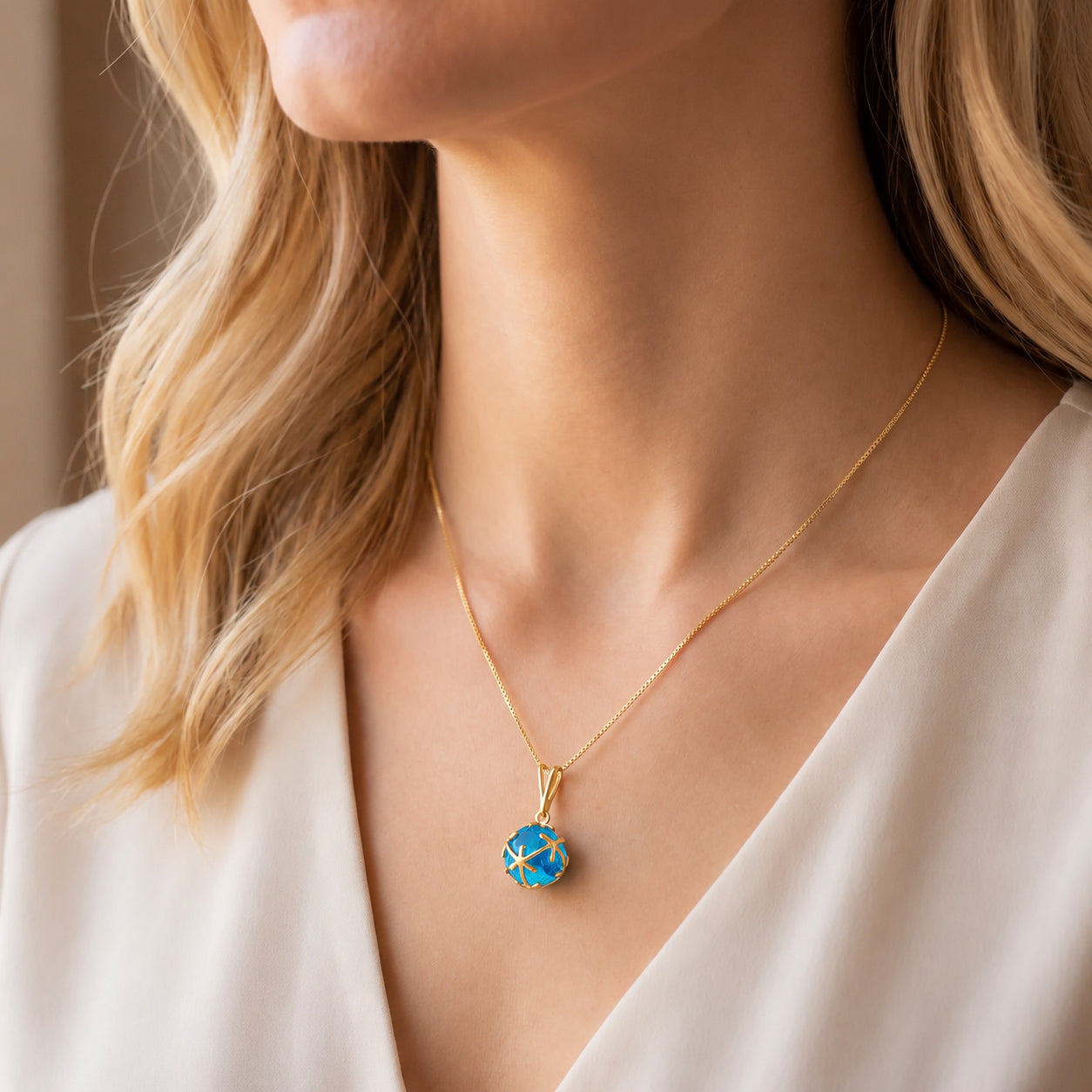 Yellow Gold Rose Pendant Necklace Citrine 10K — Flora