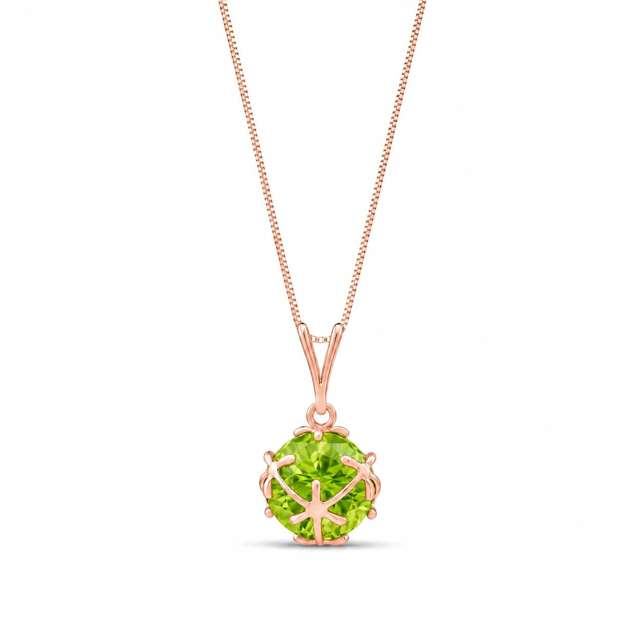 Rose Gold Rose Pendant Necklace Peridot 10K — Flora