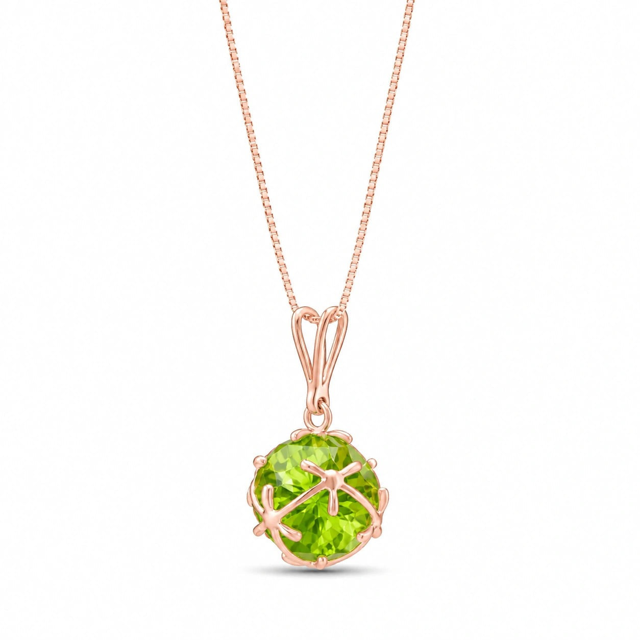 Rose Gold Rose Pendant Necklace Peridot 10K — Flora