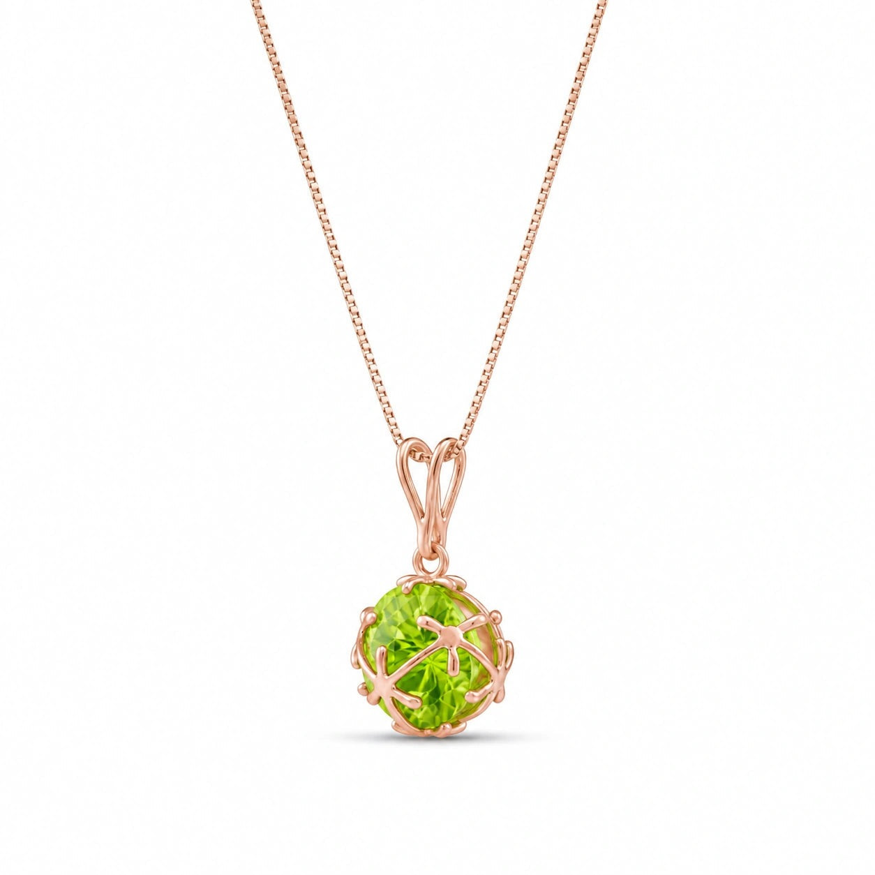 Rose Gold Rose Pendant Necklace Peridot 10K — Flora