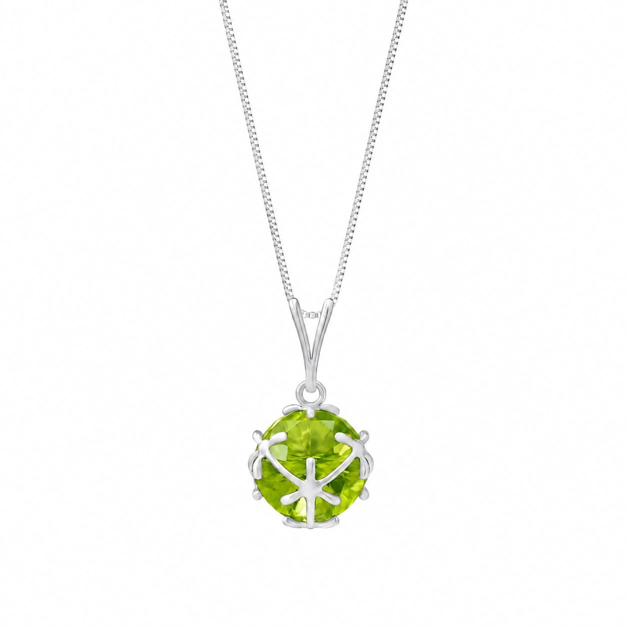 White Gold Rose Pendant Necklace Peridot 10K — Flora