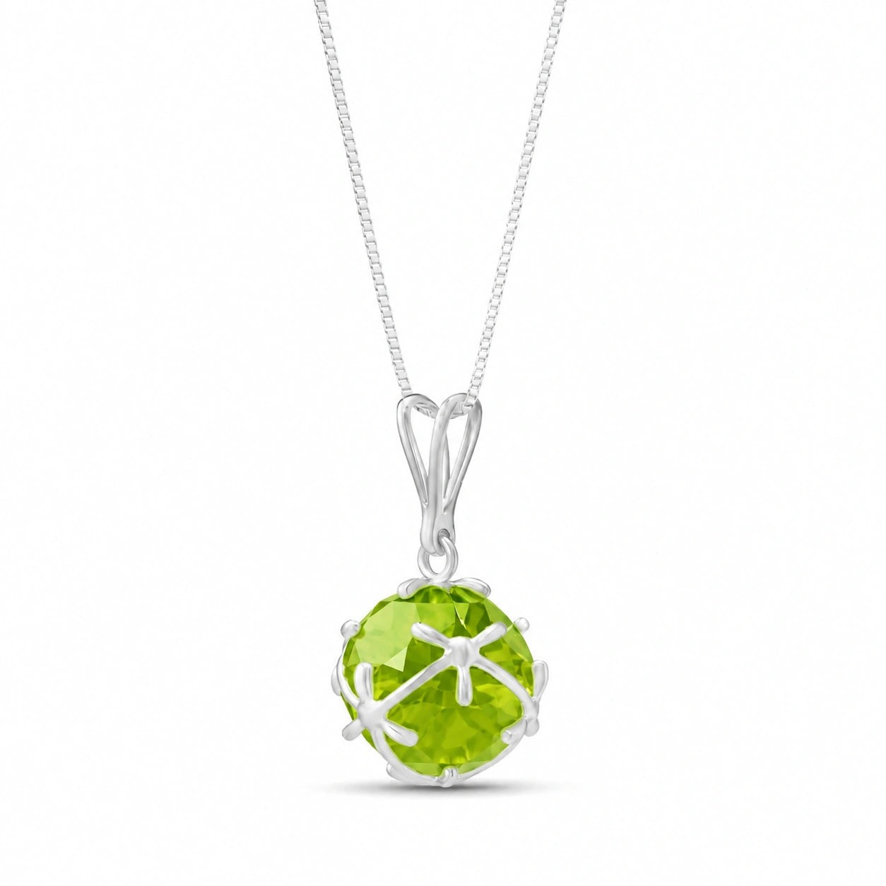 White Gold Rose Pendant Necklace Peridot 10K — Flora