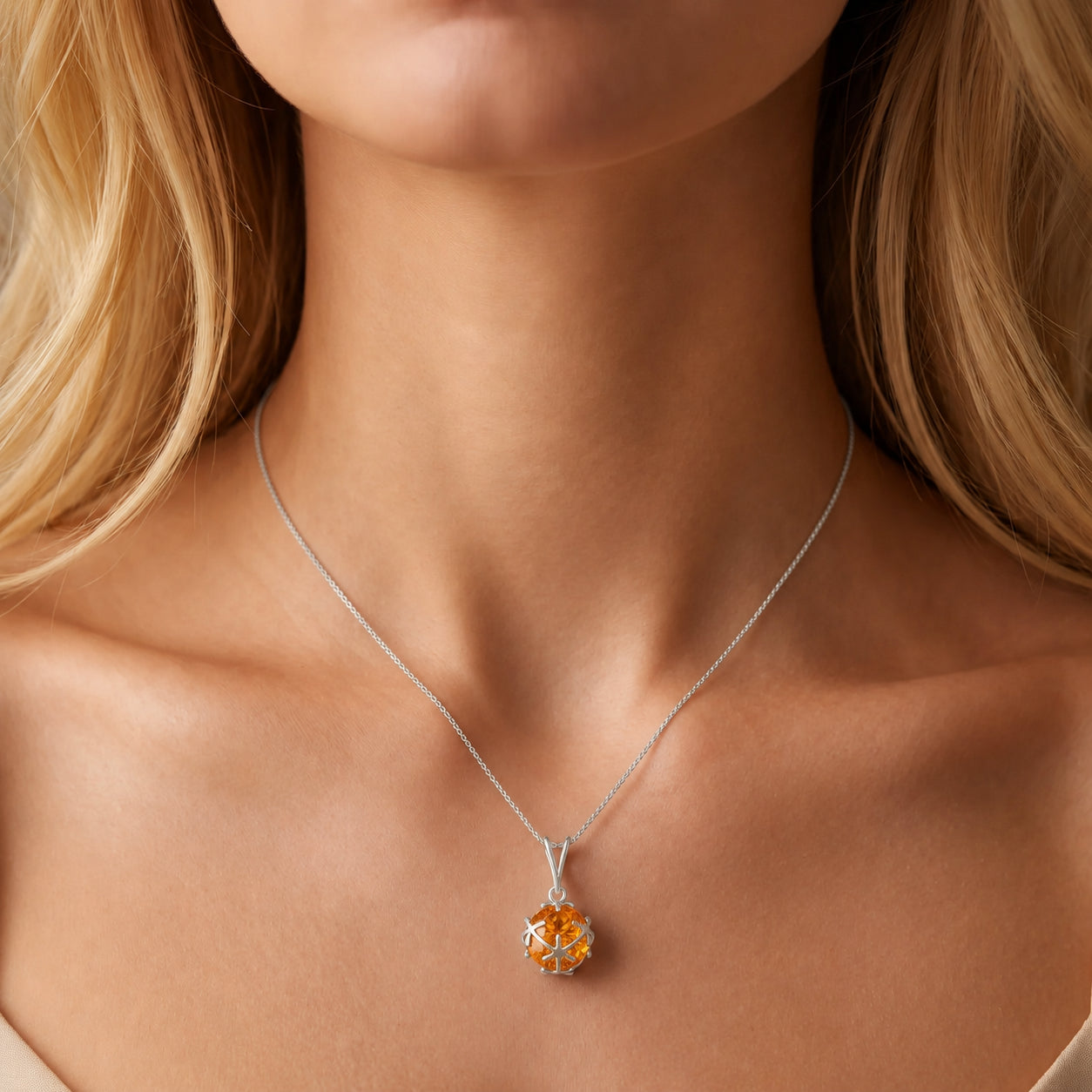 White Gold Rose Pendant Necklace Peridot 10K — Flora