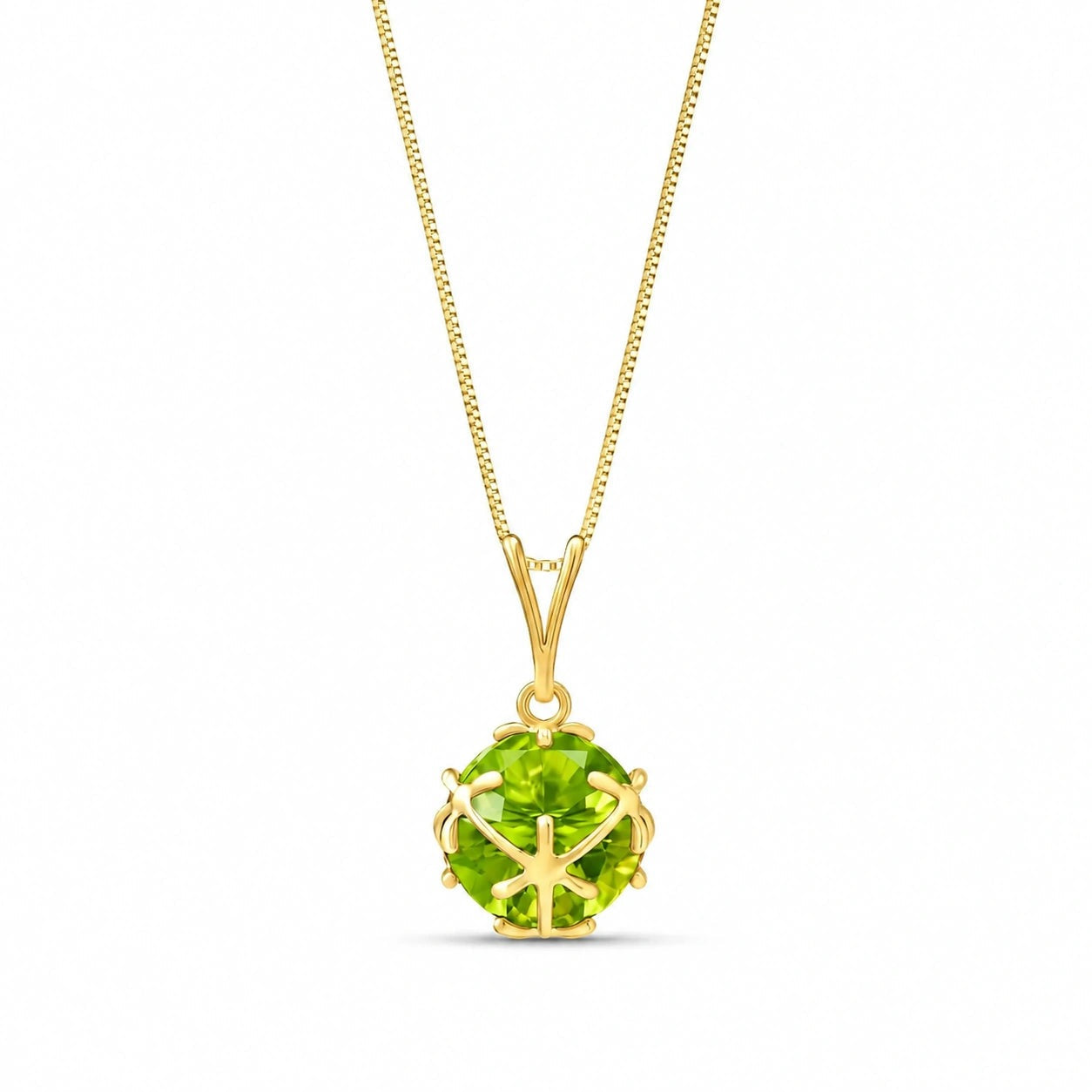 Yellow Gold Rose Pendant Necklace Peridot 10K — Flora