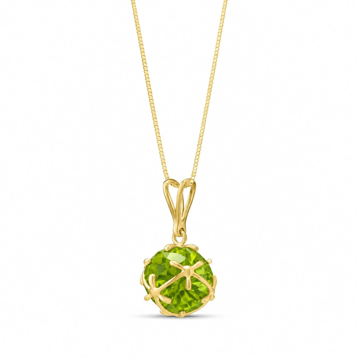 Yellow Gold Rose Pendant Necklace Peridot 10K — Flora