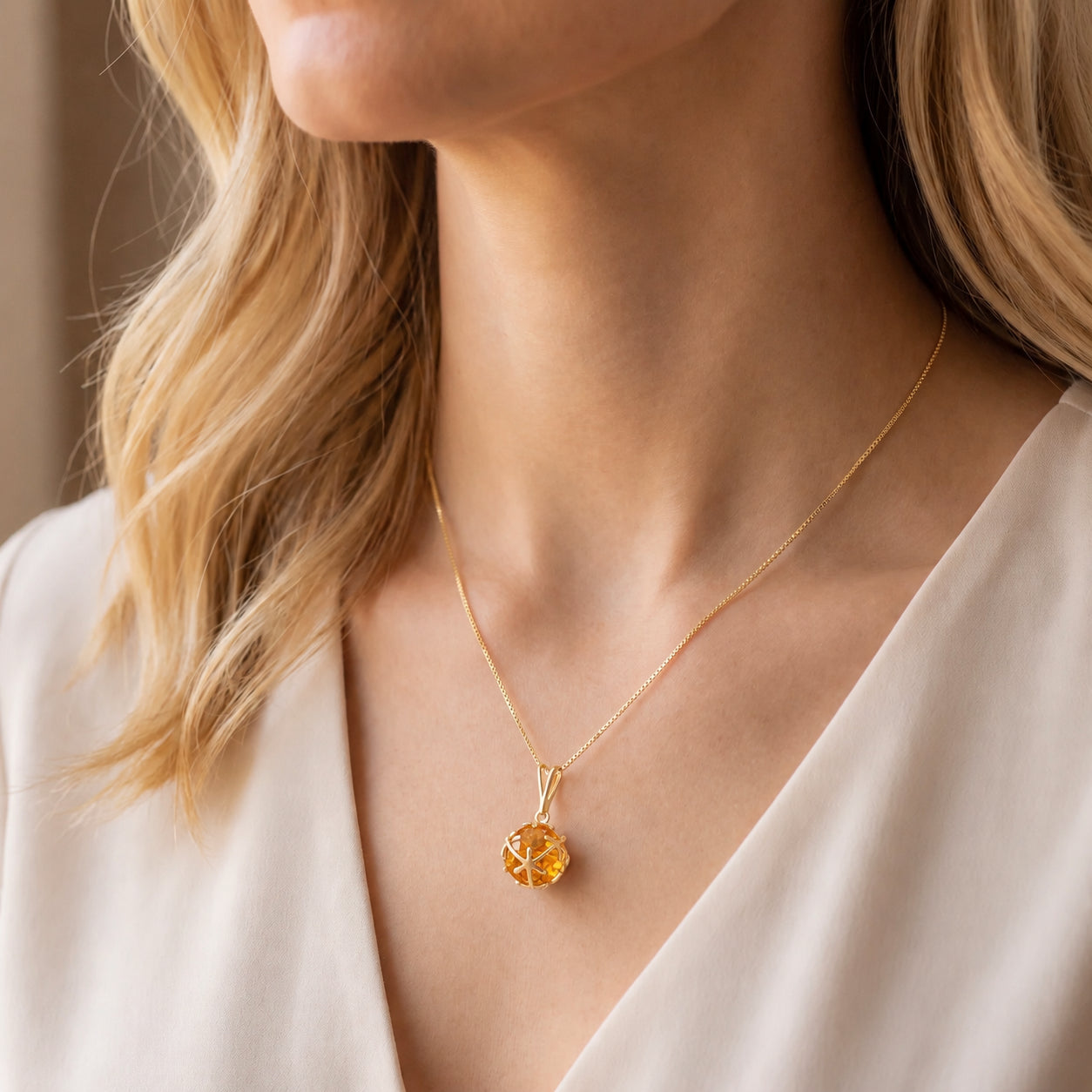 Yellow Gold Rose Pendant Necklace Peridot 10K — Flora
