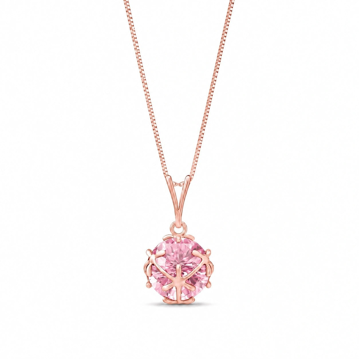 Rose Gold Rose Pendant Necklace Pink Topaz 10K — Flora