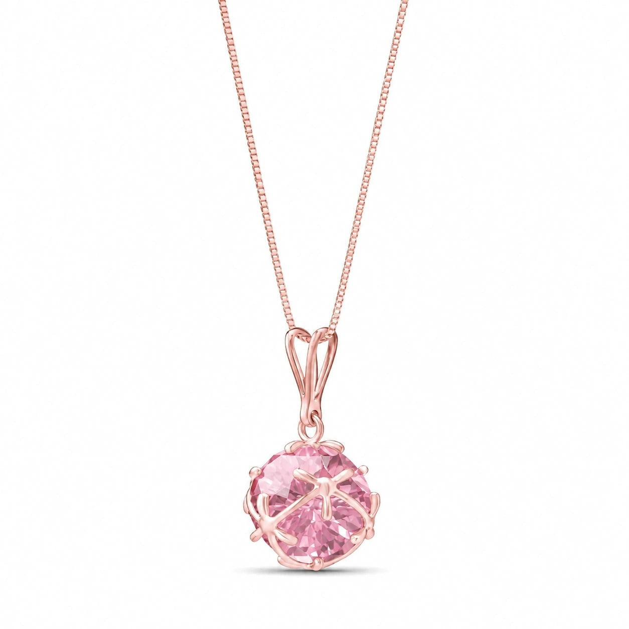 Rose Gold Rose Pendant Necklace Pink Topaz 10K — Flora