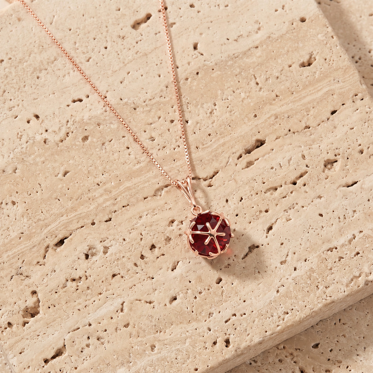 Rose Gold Rose Pendant Necklace Pink Topaz 10K — Flora