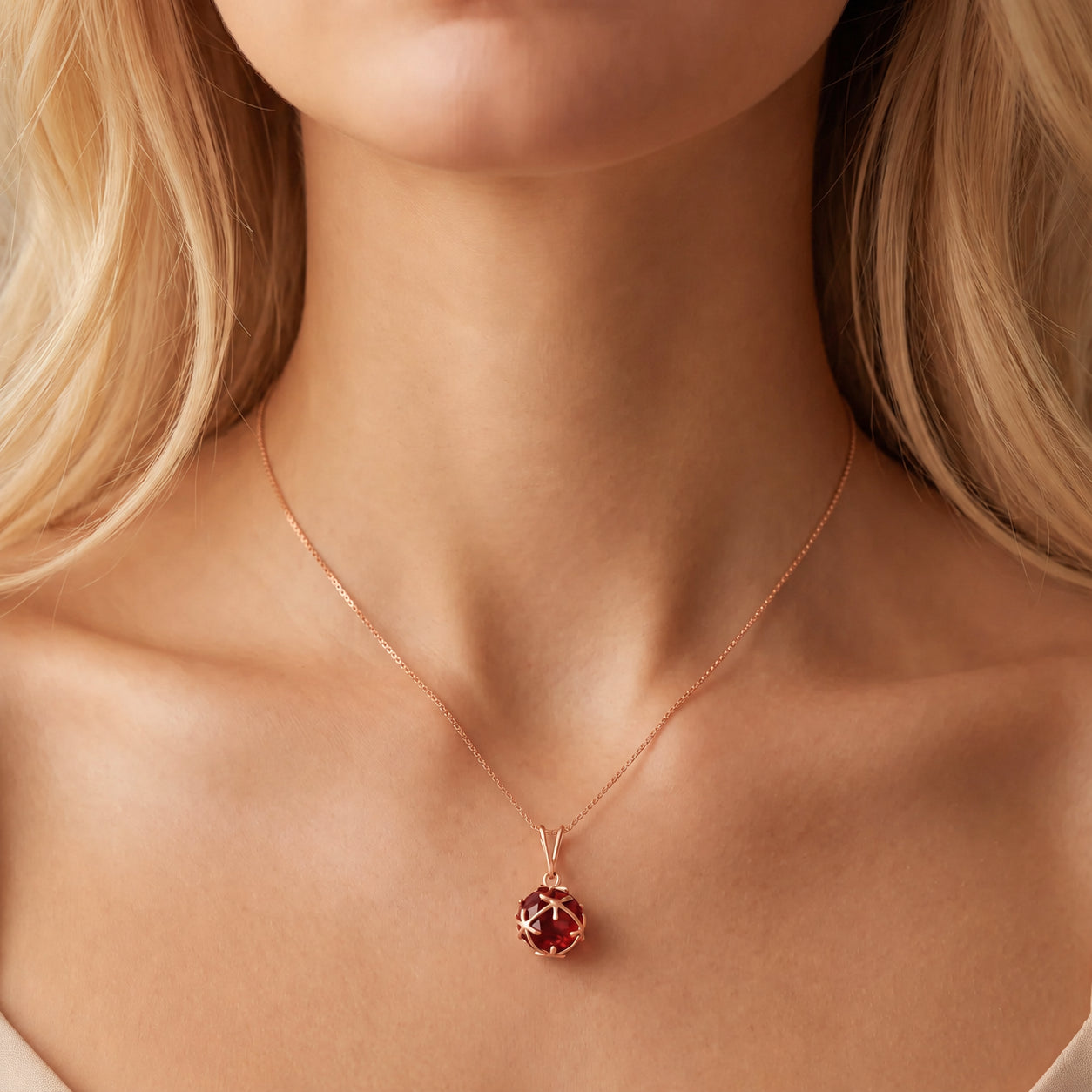 Rose Gold Rose Pendant Necklace Pink Topaz 10K — Flora