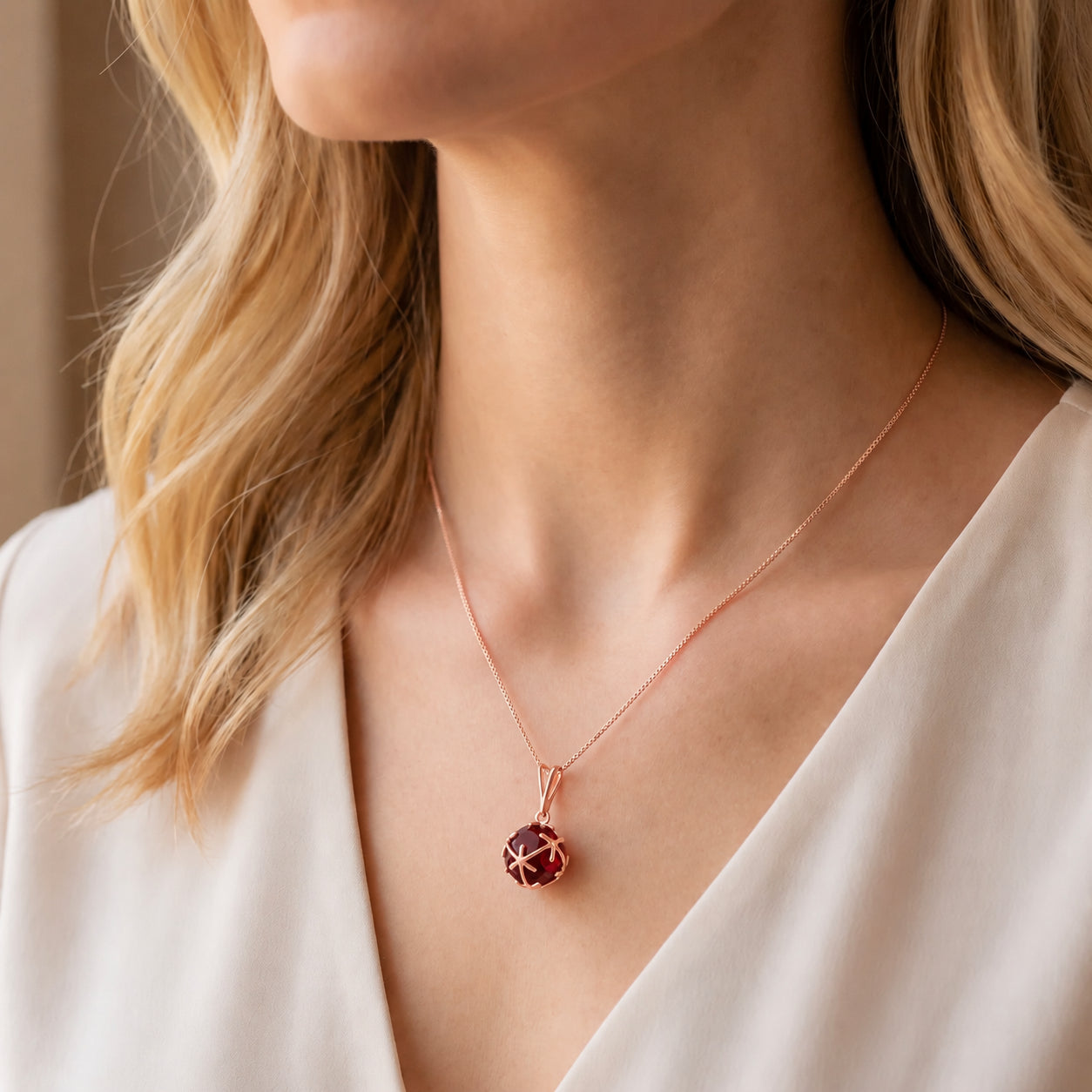 Rose Gold Rose Pendant Necklace Pink Topaz 10K — Flora
