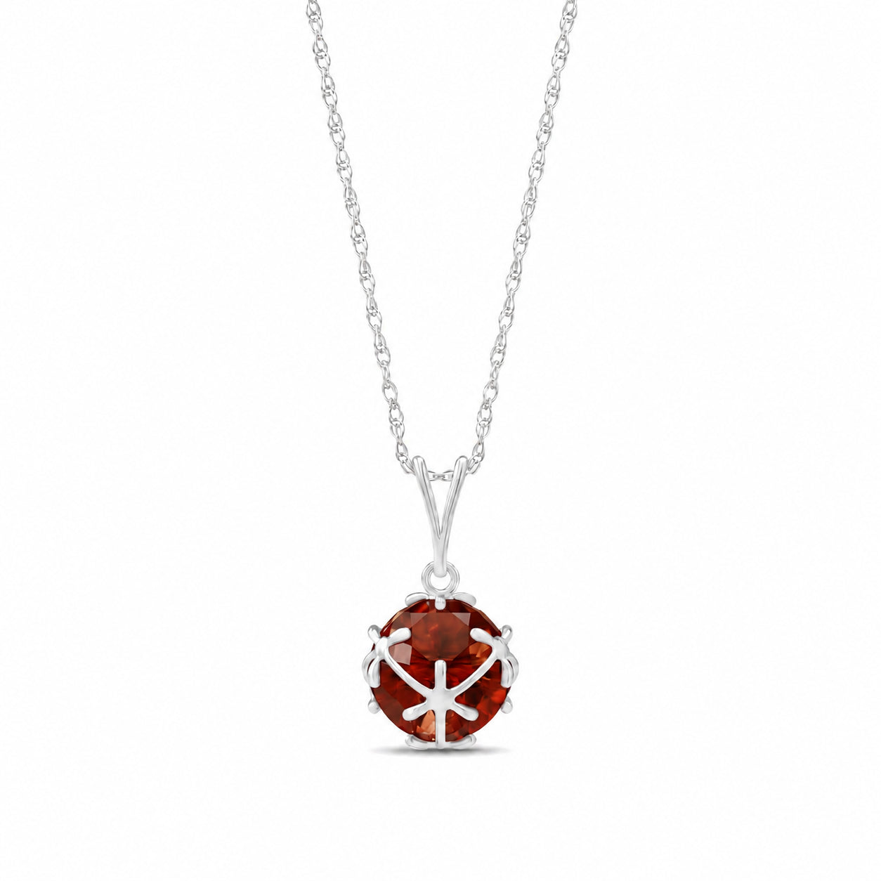 White Gold Rose Pendant Necklace Pink Topaz 10K — Flora
