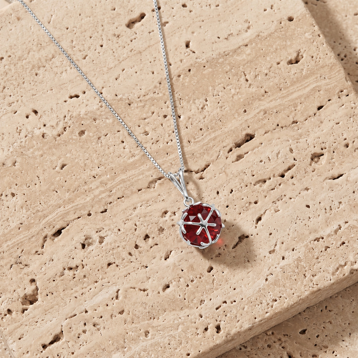 White Gold Rose Pendant Necklace Pink Topaz 10K — Flora