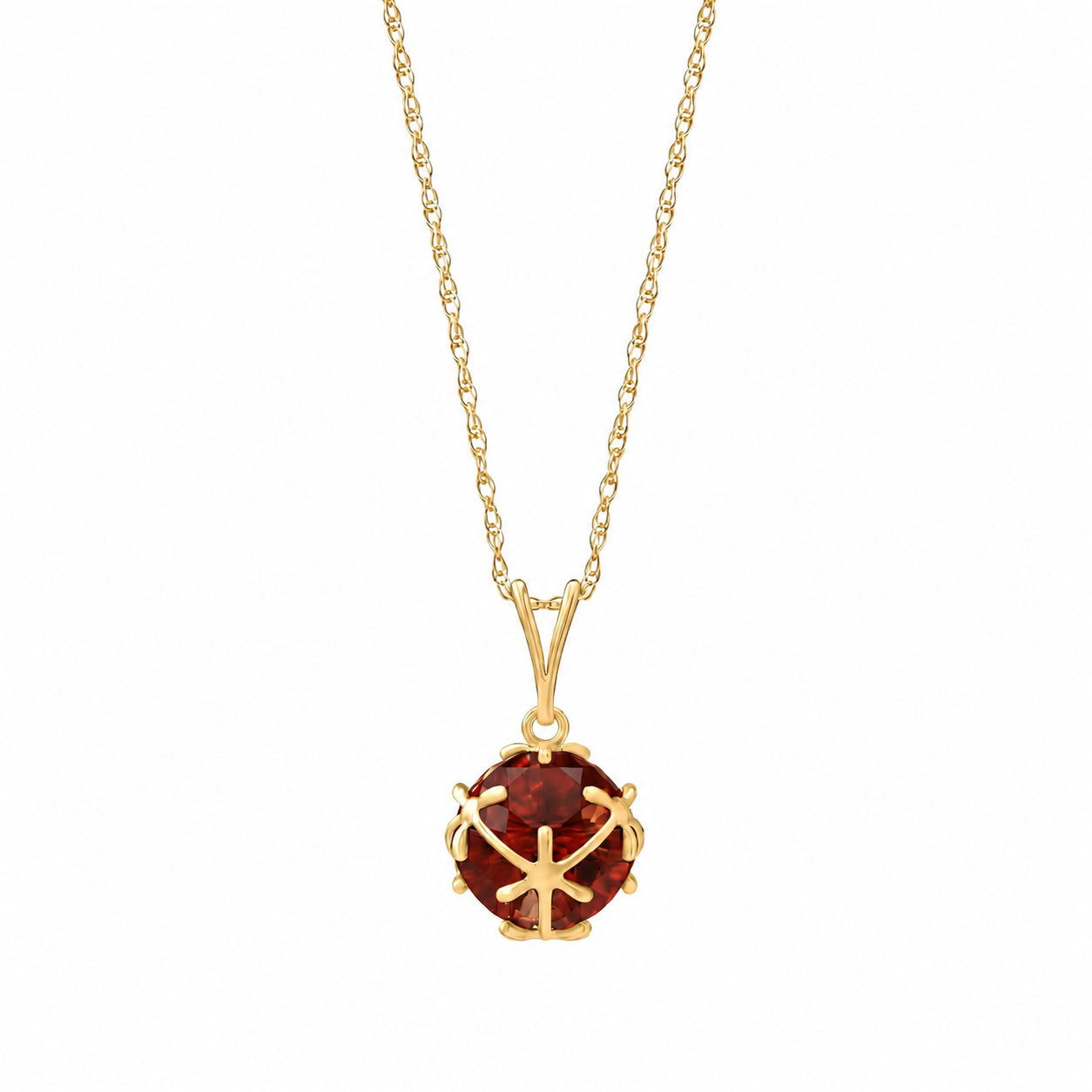 Yellow Gold Rose Pendant Necklace Pink Topaz 10K — Flora