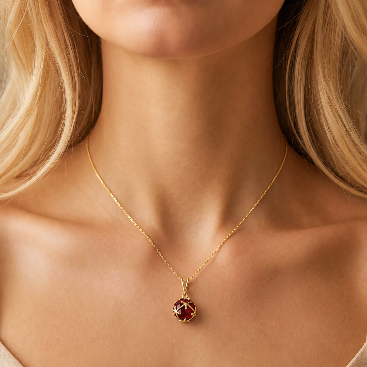 Yellow Gold Rose Pendant Necklace Pink Topaz 10K — Flora