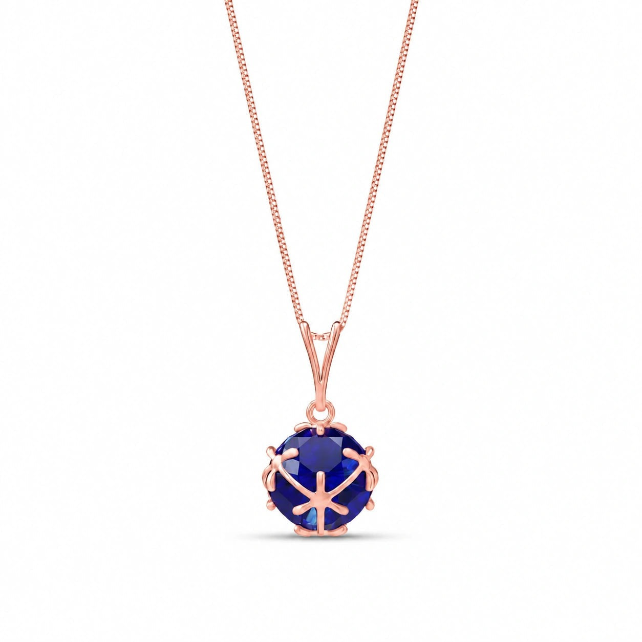Rose Gold Rose Pendant Necklace Sapphire 10K — Flora