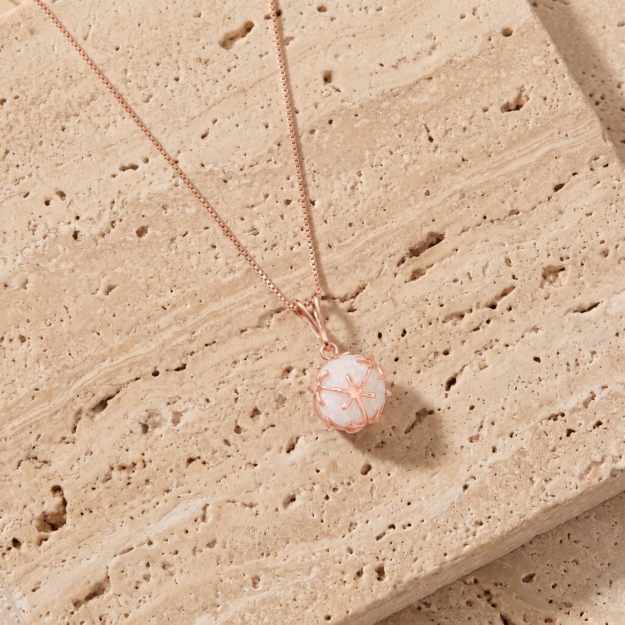 Rose Gold Rose Pendant Necklace Sapphire 10K — Flora