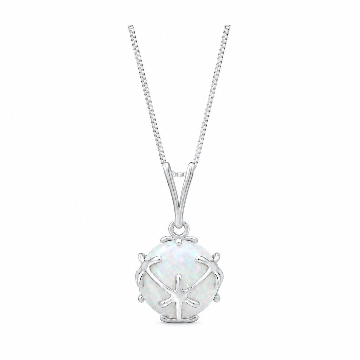 White Gold Rose Pendant Necklace Sapphire 10K — Flora