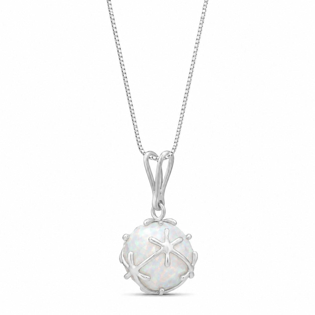 White Gold Rose Pendant Necklace Sapphire 10K — Flora