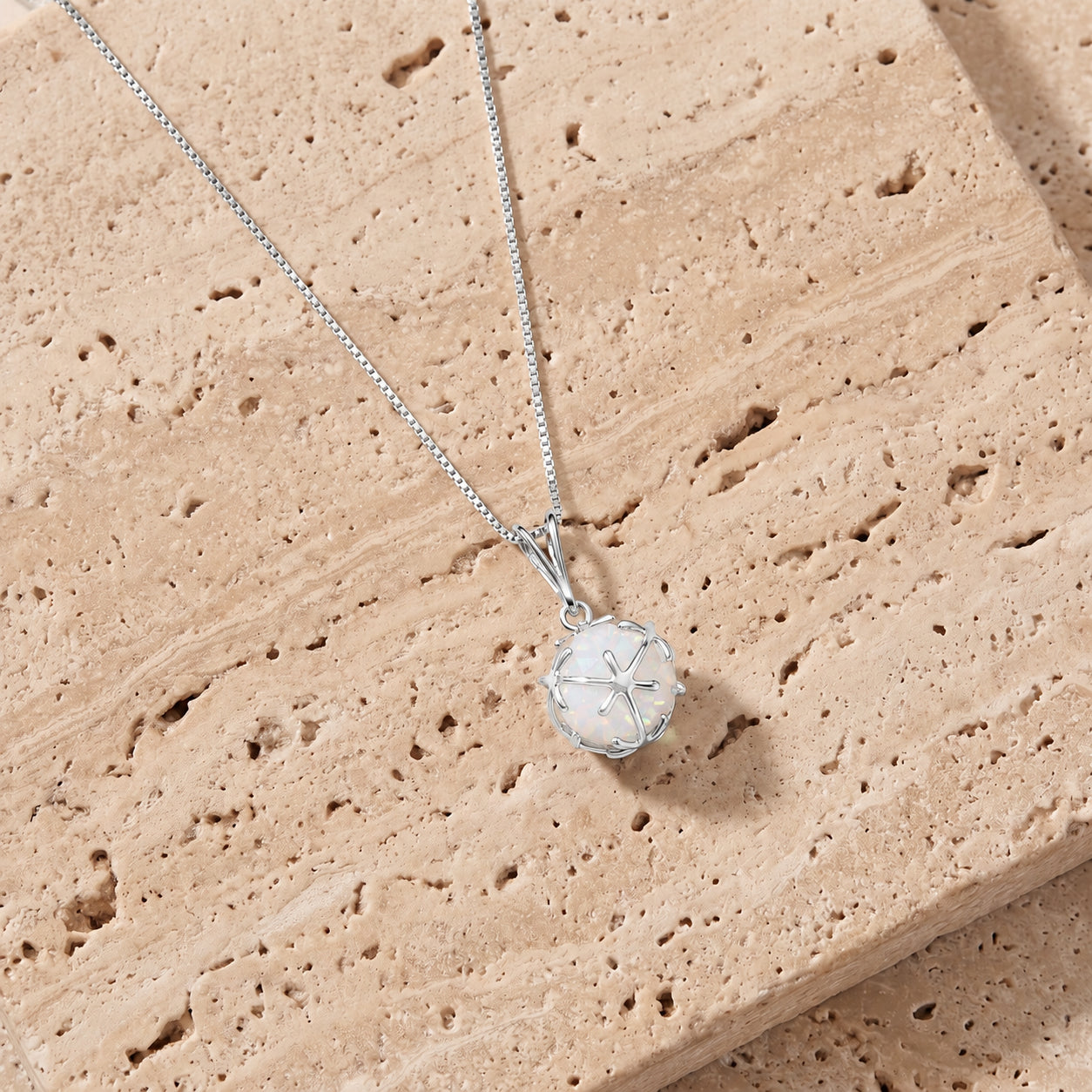 White Gold Rose Pendant Necklace Sapphire 10K — Flora