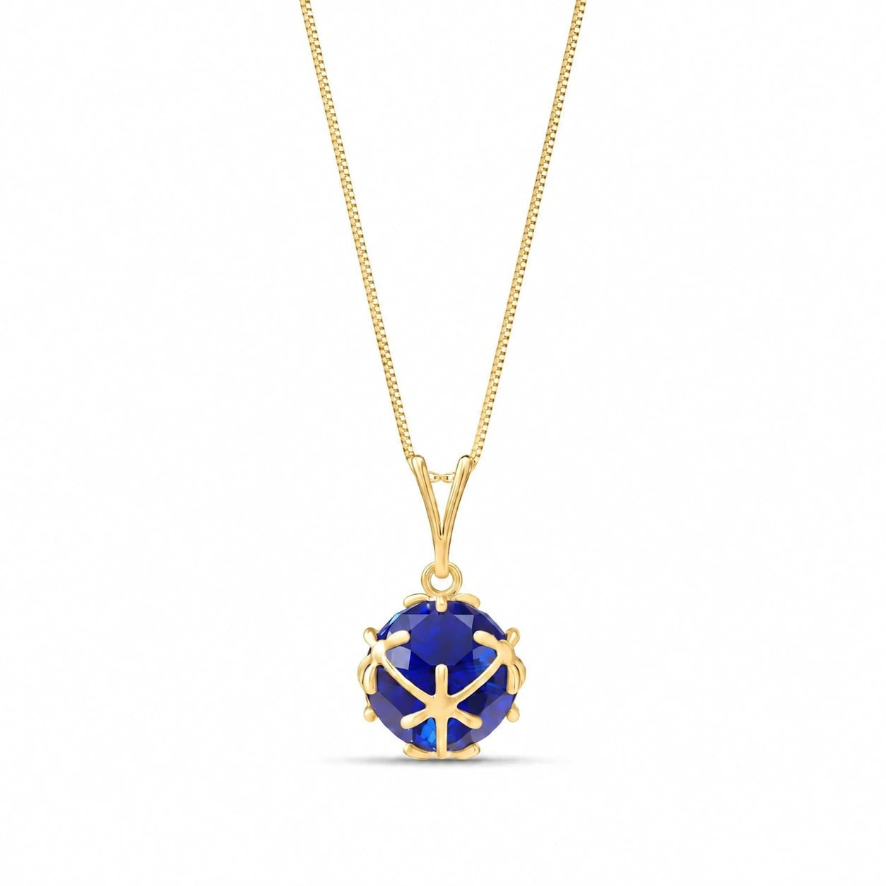 Yellow Gold Rose Pendant Necklace Sapphire 10K — Flora