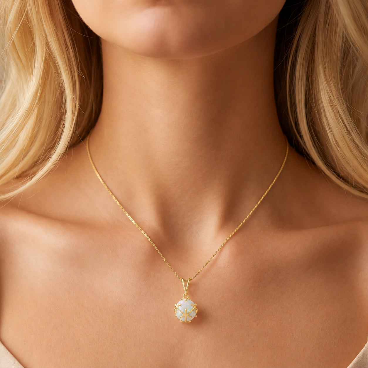 Yellow Gold Rose Pendant Necklace Sapphire 10K — Flora