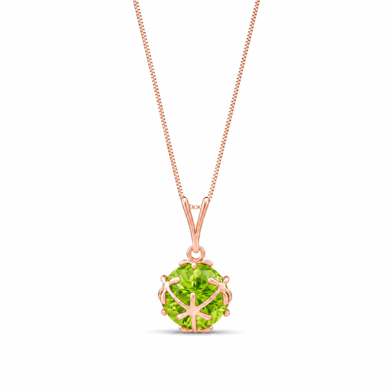 Rose Gold Rose Pendant Necklace Aquamarine 10K — Flora