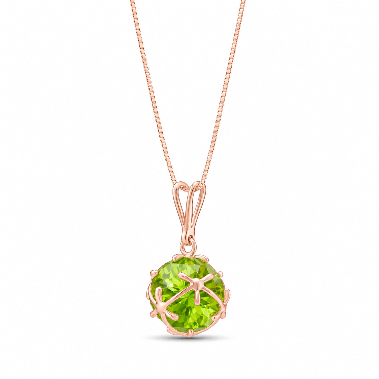 Rose Gold Rose Pendant Necklace Aquamarine 10K — Flora