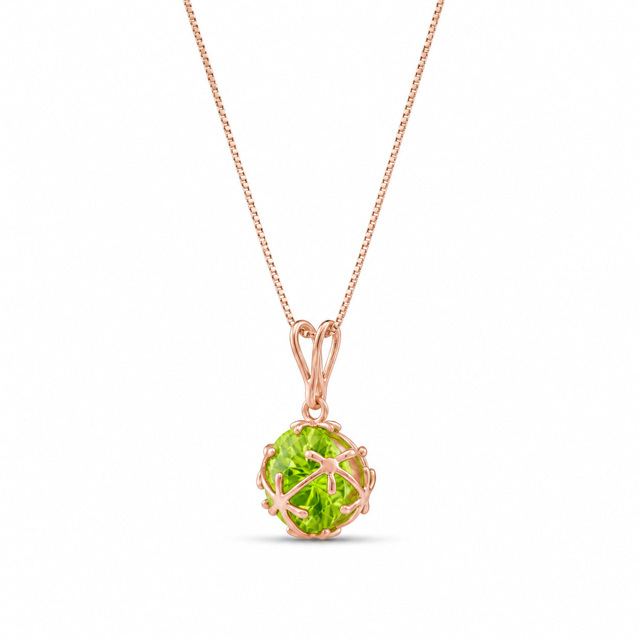 Rose Gold Rose Pendant Necklace Aquamarine 10K — Flora