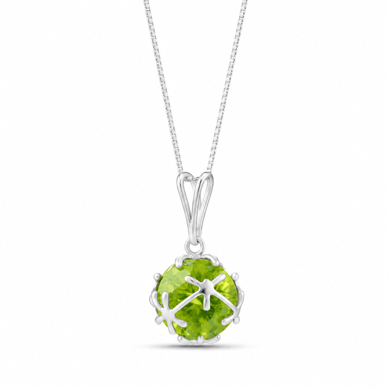 White Gold Rose Pendant Necklace Aquamarine 10K — Flora