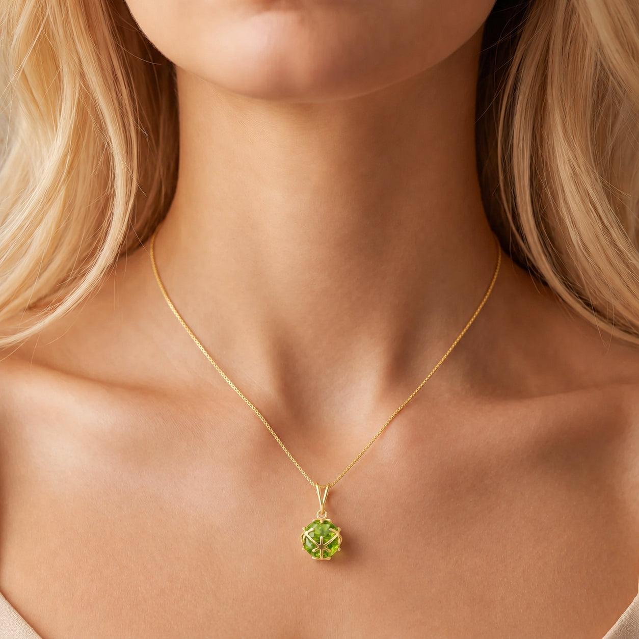 Yellow Gold Rose Pendant Necklace Aquamarine 10K — Flora