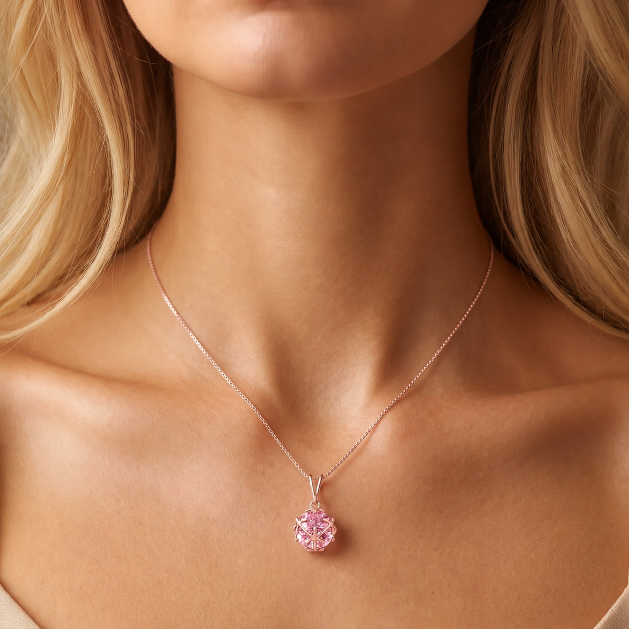 Rose Gold Rose Pendant Necklace Tanzanite 10K — Flora