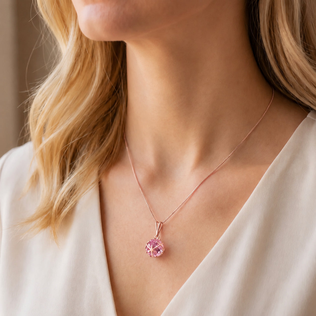 Rose Gold Rose Pendant Necklace Tanzanite 10K — Flora