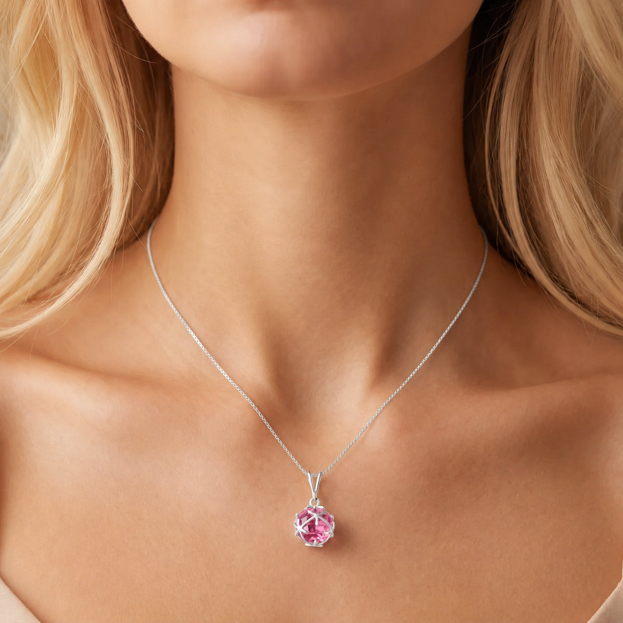 White Gold Rose Pendant Necklace Tanzanite 10K — Flora