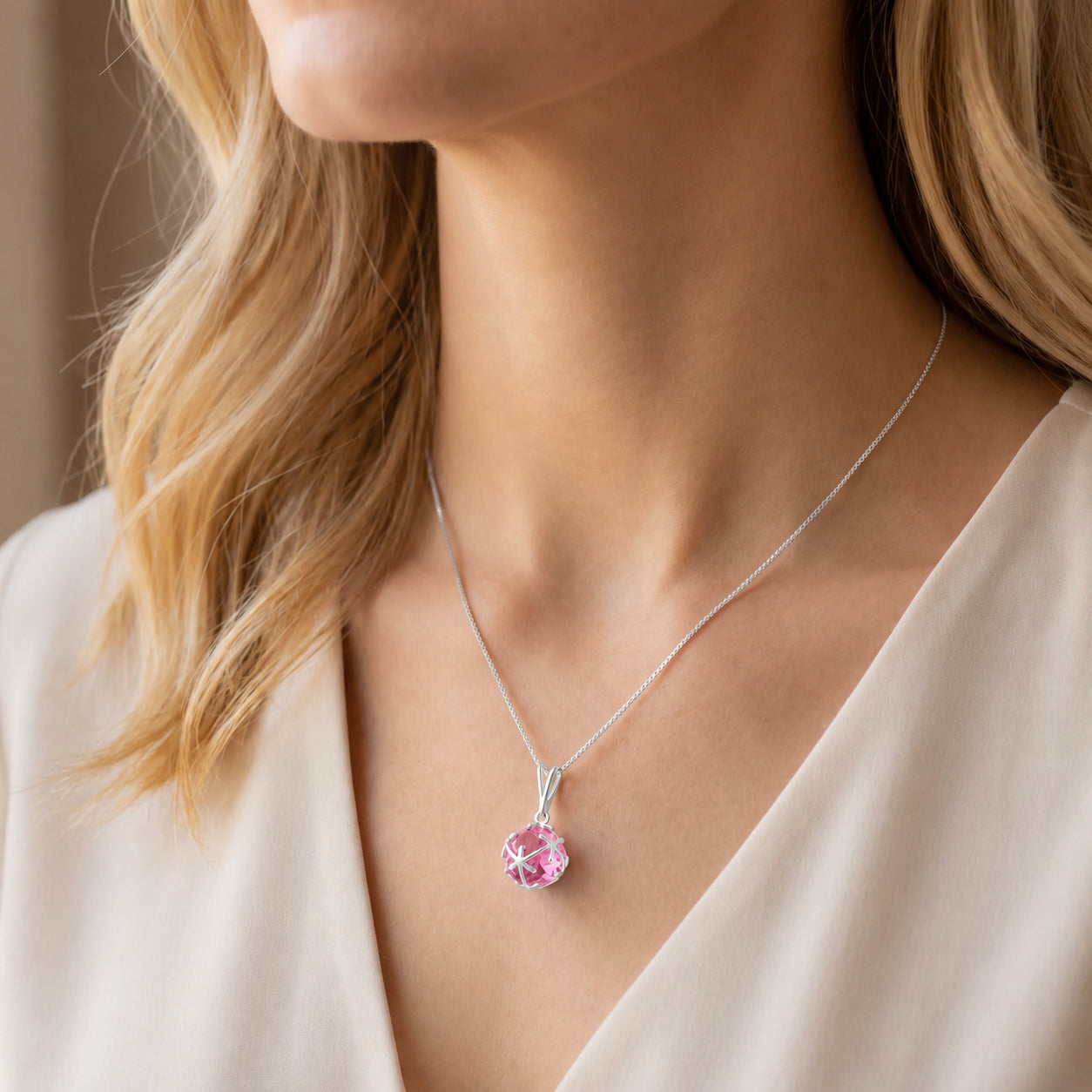 White Gold Rose Pendant Necklace Tanzanite 10K — Flora