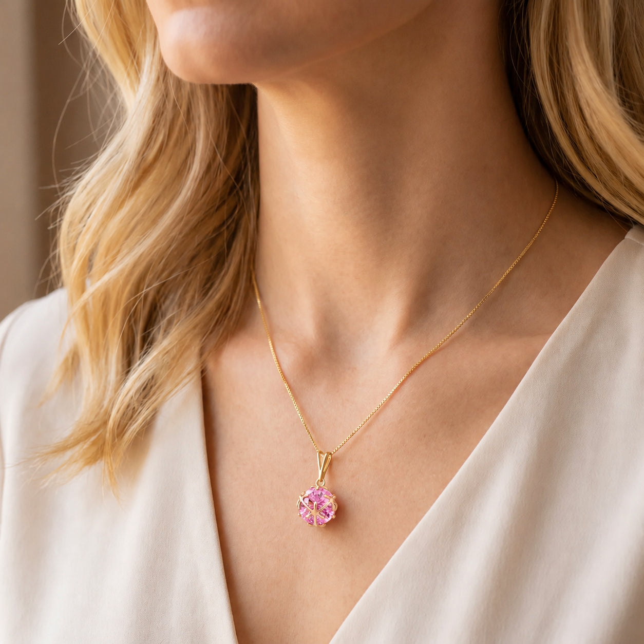 Yellow Gold Rose Pendant Necklace Tanzanite 10K — Flora