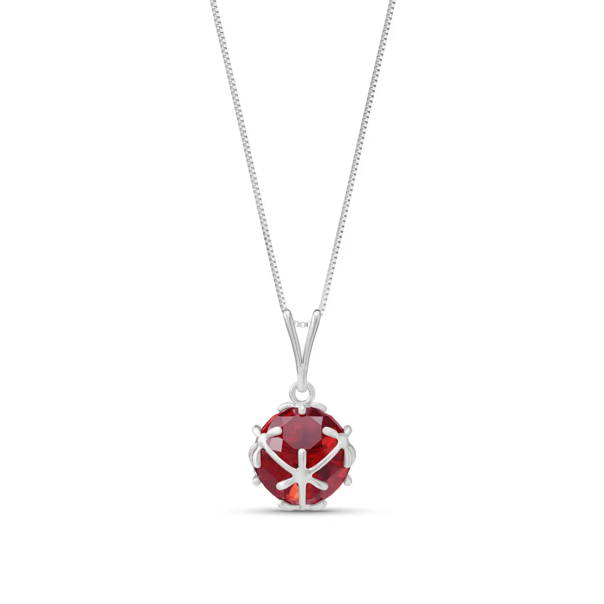 White Gold Rose Pendant Necklace Ruby 10K — Flora