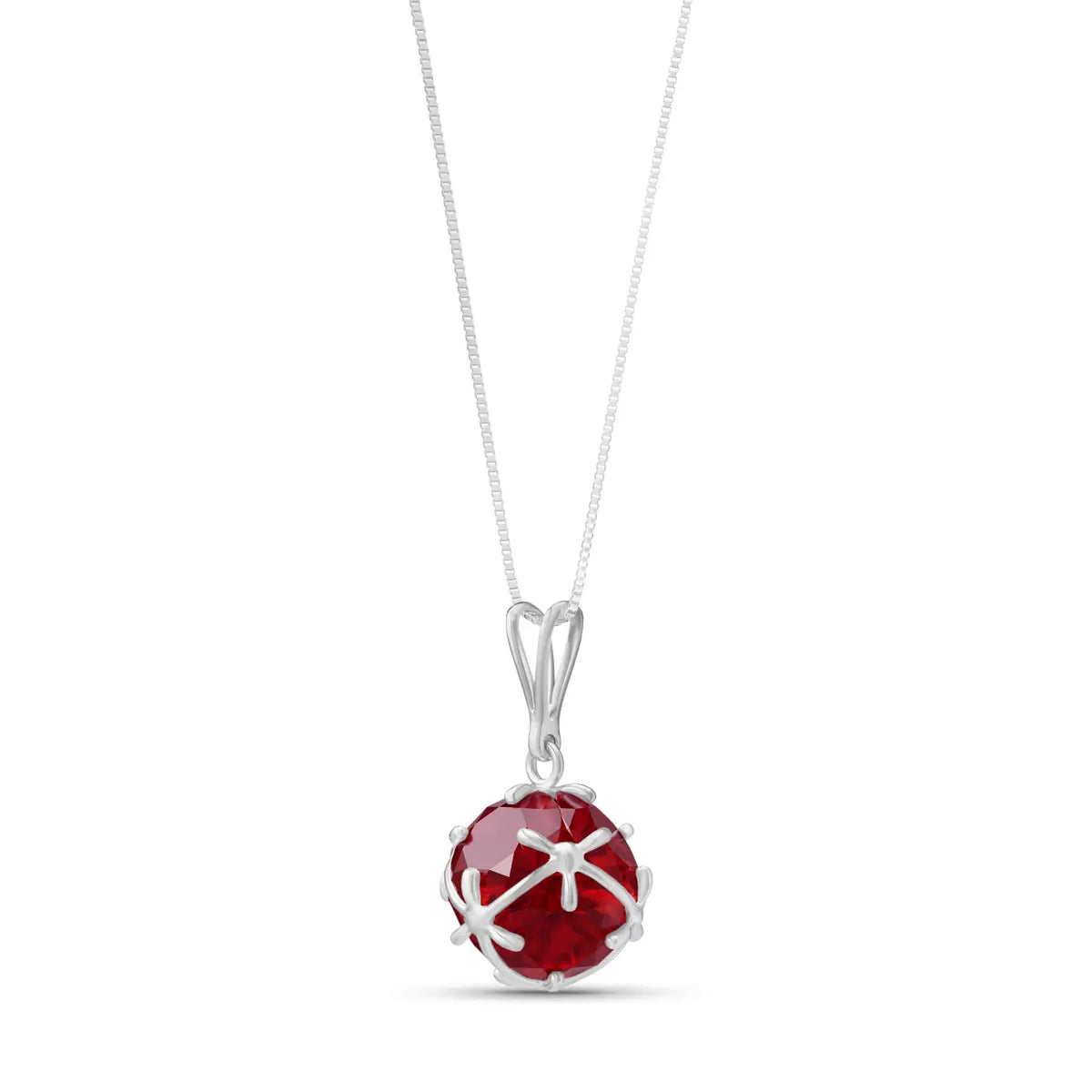 White Gold Rose Pendant Necklace Ruby 10K — Flora
